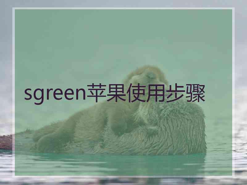 sgreen苹果使用步骤